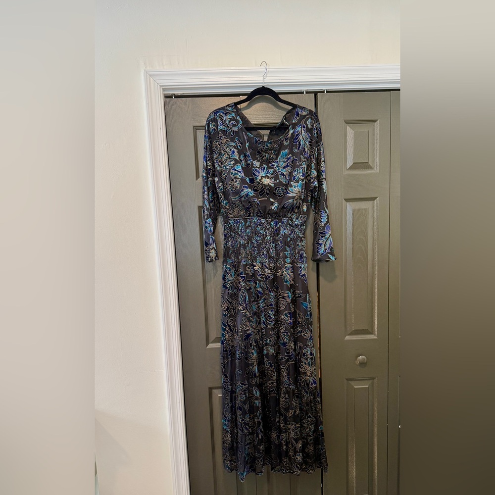 Aqua Bloomingdale’s Velvet Burnout Maxi BOHO Dress - Large - Picture 7 of 10